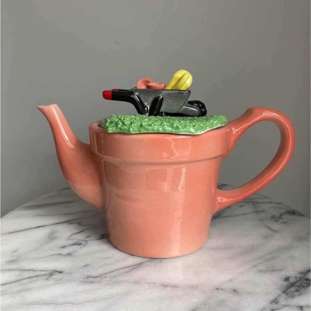 Whimsical Teapot - garden theme, kitschy, granny core